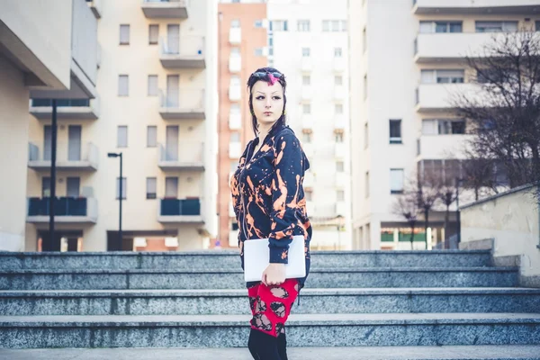 Young beautiful punk dark girl — Stock Photo, Image