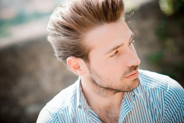 Young handsome hipster modern man outdoor — Stock Photo, Image