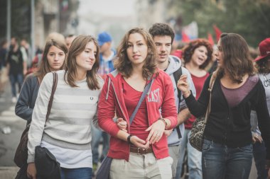 10 Ekim 2014 Milano'da düzenlenen öğrenciler tezahürü