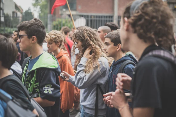 10 Ekim 2014 Milano'da düzenlenen öğrenciler tezahürü — Stok fotoğraf