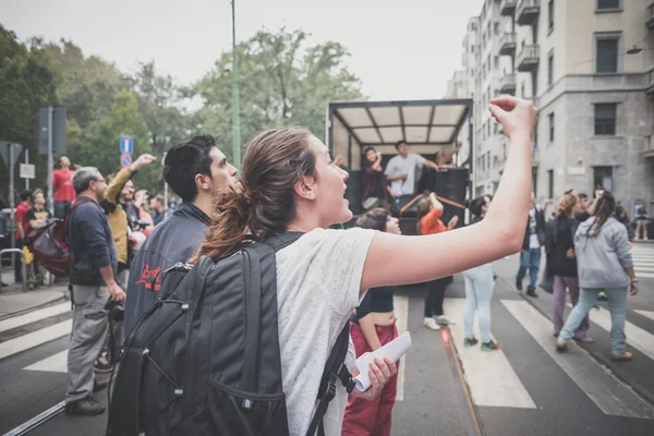 10 Ekim 2014 Milano'da düzenlenen öğrenciler tezahürü — Stok fotoğraf