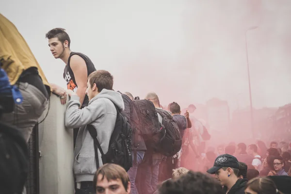 Students manifestation held in Milan on October, 10 2014 — Stock Photo, Image