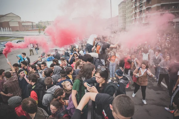 Manifestação estudantil realizada em Milão em 10 de outubro de 2014 — Fotografia de Stock