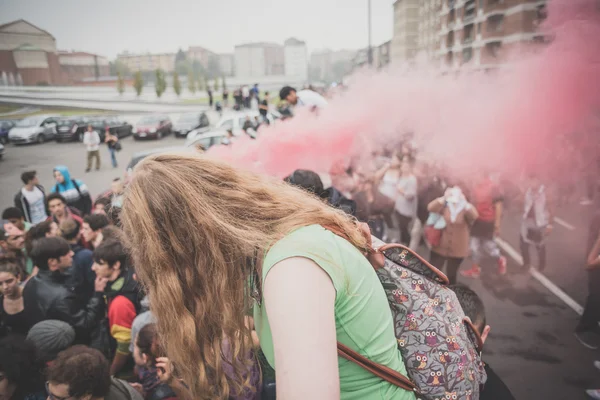 Students manifestation held in Milan on October, 10 2014 — Stock Photo, Image