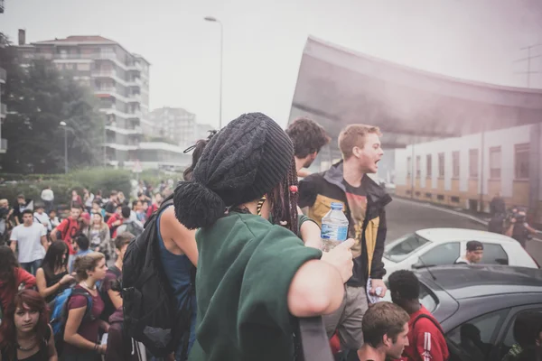 Manifestacja studentów w Mediolanie odbyła się 10 października 2014 roku — Zdjęcie stockowe