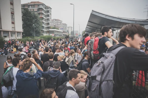 Manifestación estudiantil celebrada en Milán el 10 de octubre de 2014 — Foto de Stock