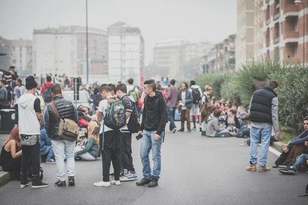 10 Ekim 2014 Milano'da düzenlenen öğrenciler tezahürü — Stok fotoğraf