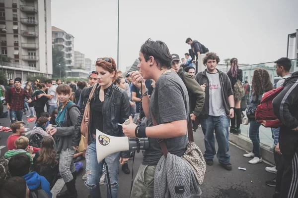 Students manifestation held in Milan on October, 10 2014 — Stock Photo, Image