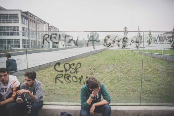 Students manifestation held in Milan on October, 10 2014 — Stock Photo, Image