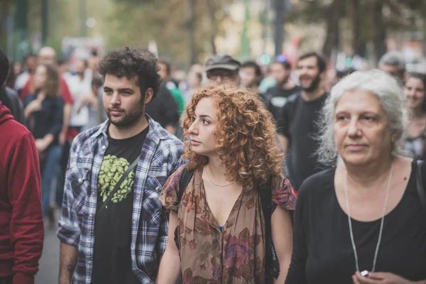 No hay demostración de la exposición celebrada en Milán 11 de octubre 2014 — Foto de Stock