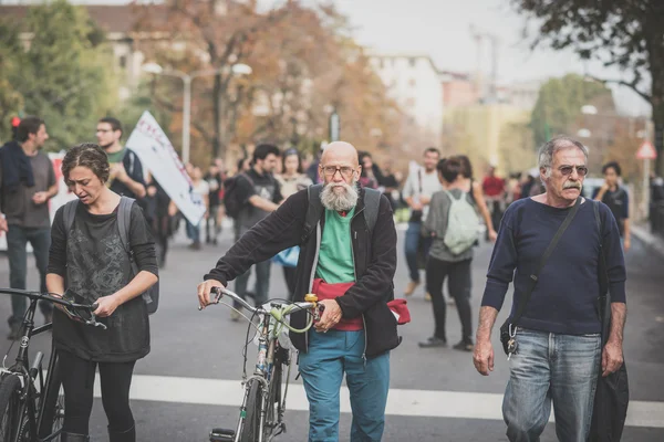 Nenhuma manifestação de exposição realizada em Milão 11 de outubro de 2014 — Fotografia de Stock