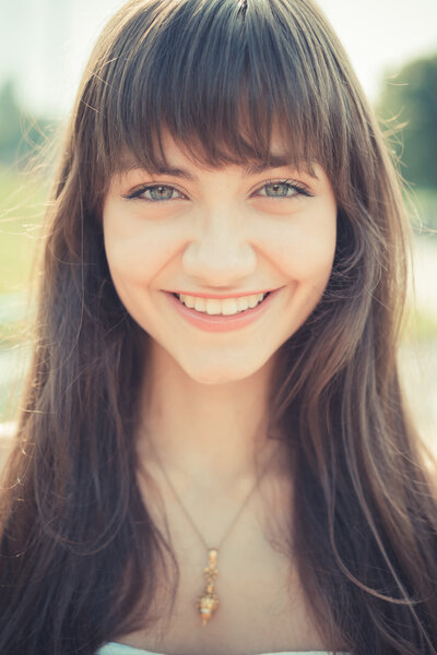 beautiful young woman with white dress