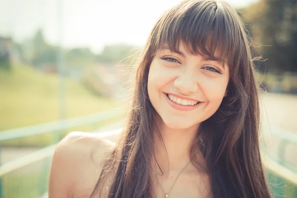 Beautiful young woman with white dress — Stock Photo, Image