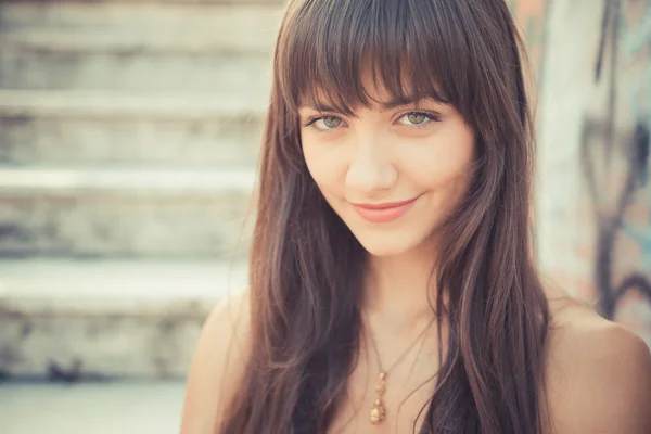 Beautiful young woman with white dress — Stock Photo, Image