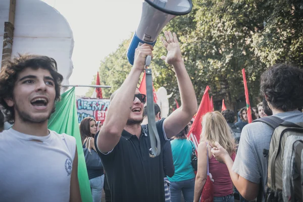 Manifestação realizada em Milão outubro 18, 2014 — Fotografia de Stock