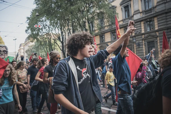 Manifestação realizada em Milão outubro 18, 2014 — Fotografia de Stock