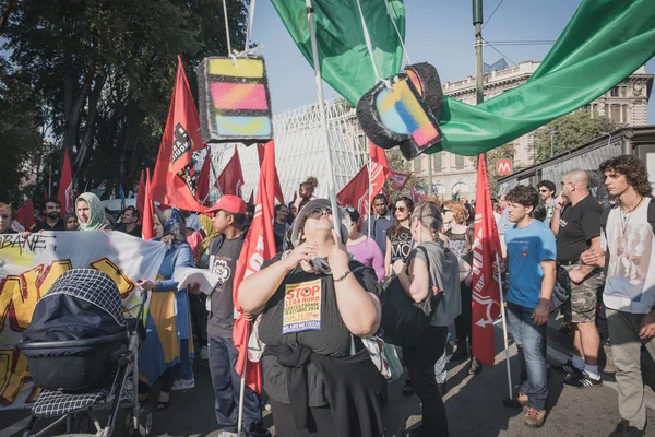 Manifestacja odbędzie się w Mediolanie 18 października 2014 — Zdjęcie stockowe