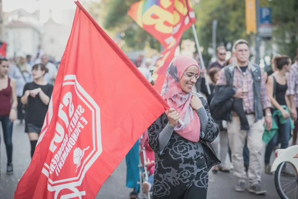 Manifestation held in Milan october 18, 2014 — Stock Photo, Image