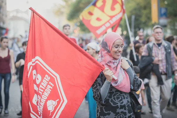 Manifestatie gehouden in Milaan, 18 oktober 2014 — Stockfoto