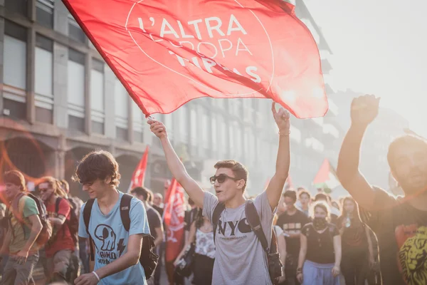 Manifestacja odbędzie się w Mediolanie 18 października 2014 — Zdjęcie stockowe