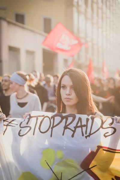 Manifestation held in Milan october 18, 2014 — Stock Photo, Image