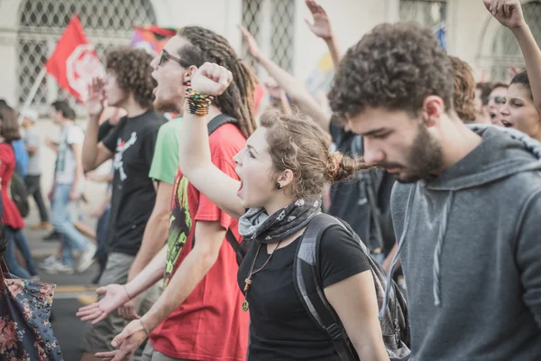 Manifestação realizada em Milão outubro 18, 2014 — Fotografia de Stock