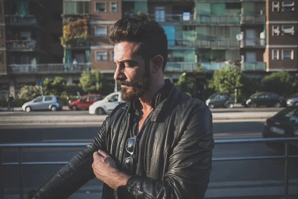 Young handsome attractive bearded model man — Stock Photo, Image