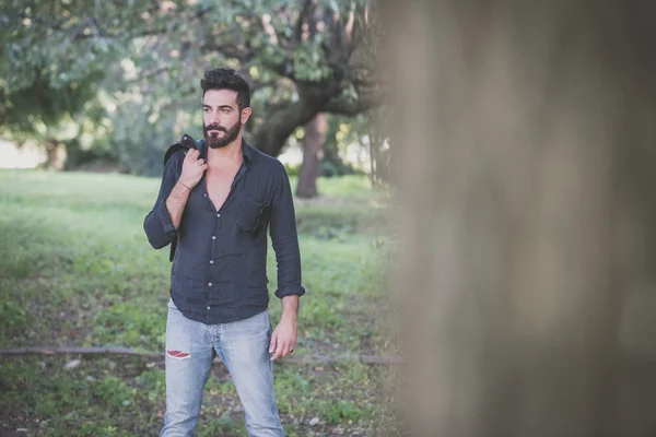 Young handsome attractive bearded model man — Stock Photo, Image