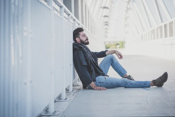 Young handsome attractive bearded model man — Stock Photo, Image