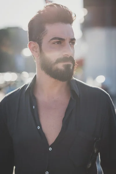 Young handsome attractive bearded model man — Stock Photo, Image