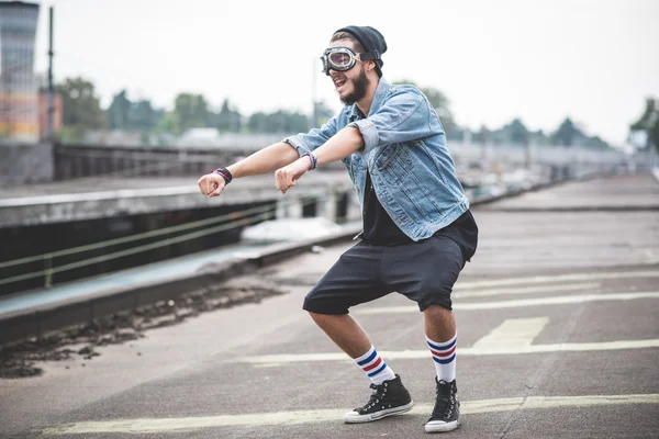 Young handsome bearded hipster man — Stock Photo, Image