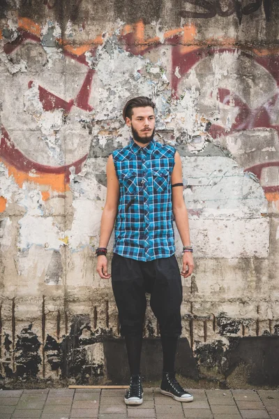 Young handsome bearded hipster man — Stock Photo, Image