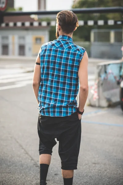 Young handsome bearded hipster man — Stock Photo, Image