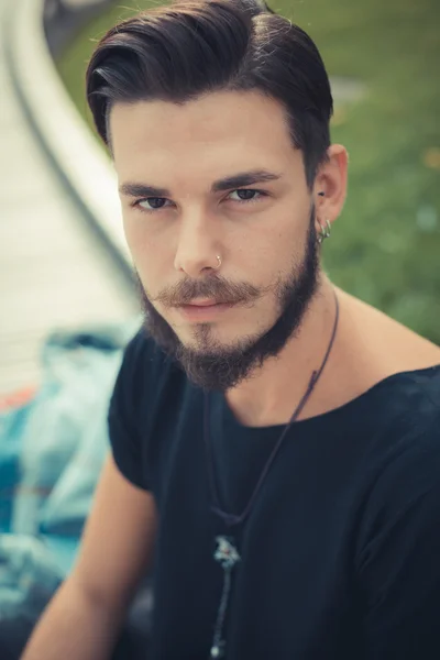 Young handsome bearded hipster man — Stock Fotó