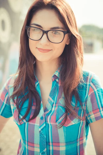 Beautiful young hipster woman — Stock Photo, Image