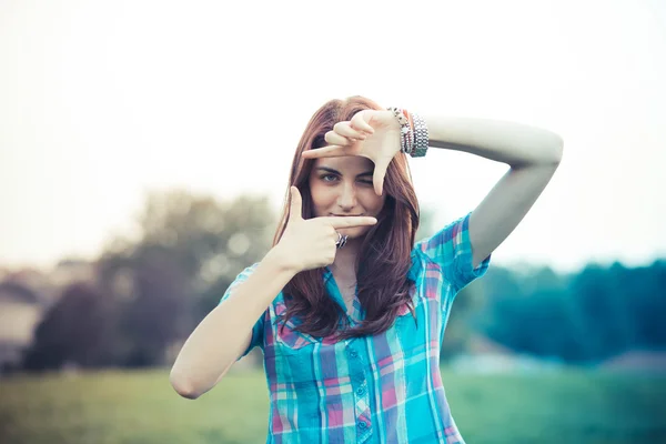 Beautiful young hipster woman — Stock Photo, Image