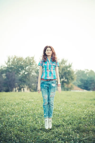 Beautiful young hipster woman — Stock Photo, Image