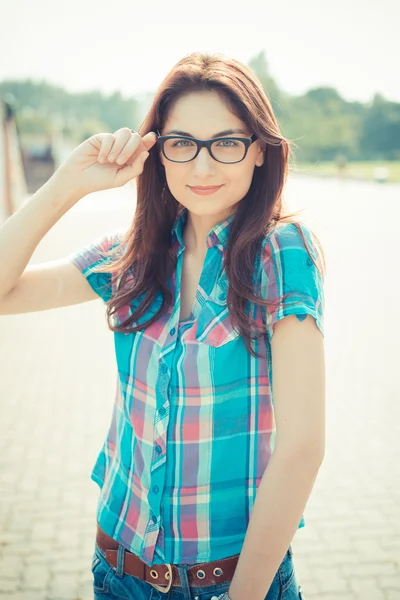 Beautiful young hipster woman — Stock Photo, Image