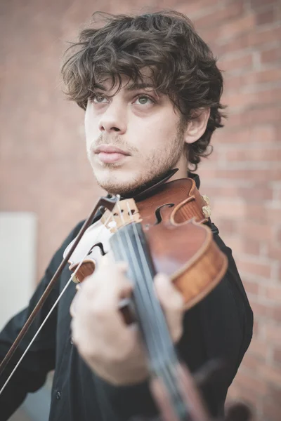 Young handsome blonde violinist — Stock Photo, Image