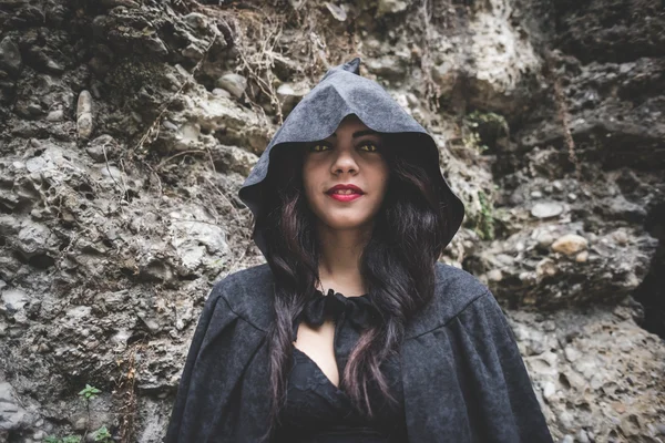 Vampire woman with mantle and hood — Stock Photo, Image