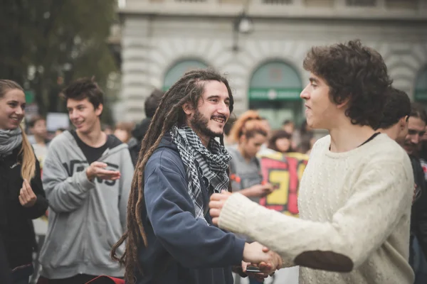 Studentská demonstrace v Miláně — Stock fotografie