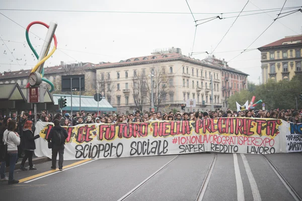 Studentská demonstrace v Miláně — Stock fotografie