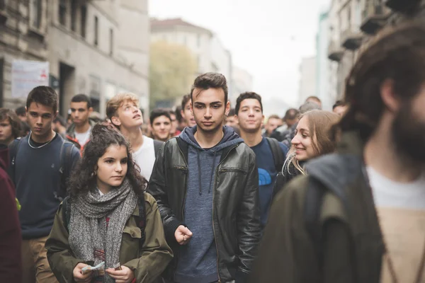 Studentská demonstrace v Miláně — Stock fotografie