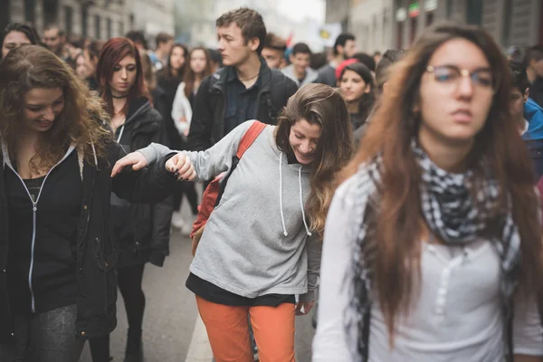 Student betoging in Milaan — Stockfoto