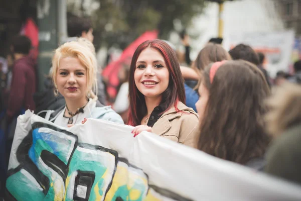 Student betoging in Milaan — Stockfoto