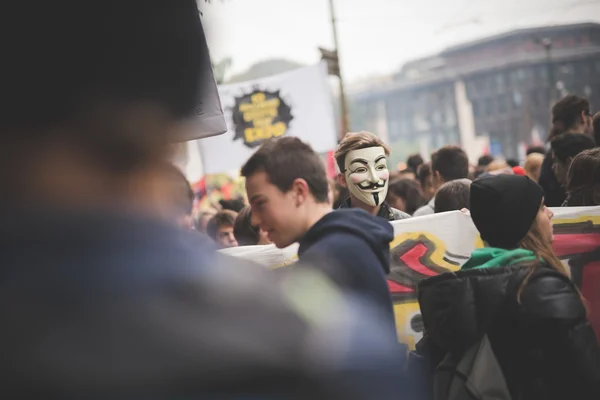 Studenterdemonstration i Milano - Stock-foto