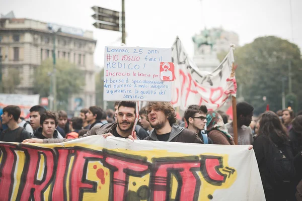 Student betoging in Milaan — Stockfoto