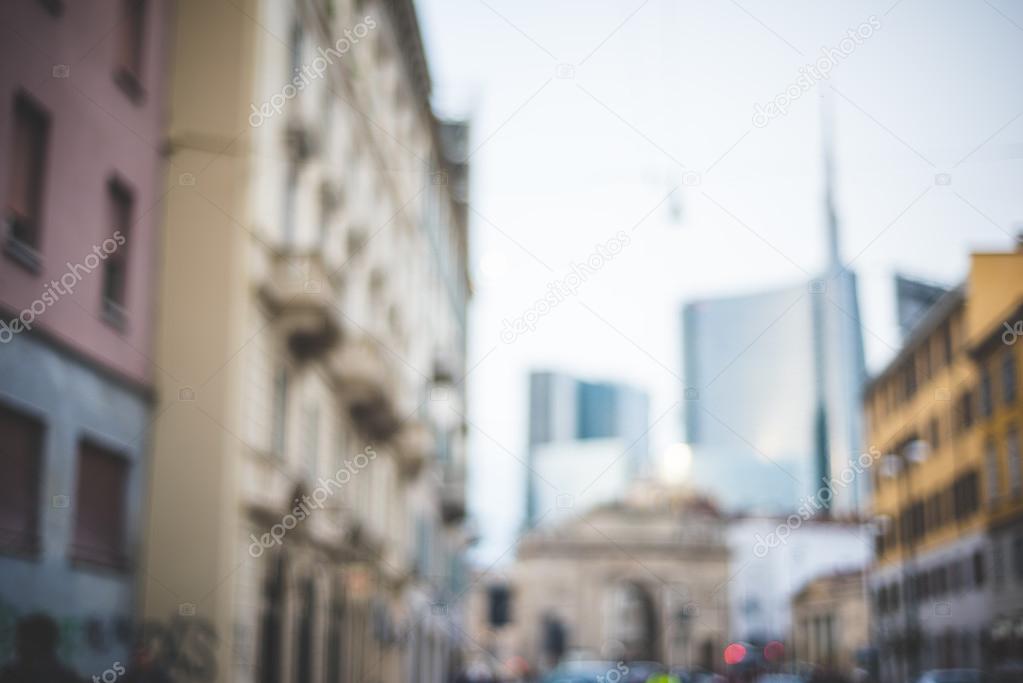 blurred urban milan landscape 