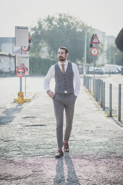 Belle grosse moustache hipster man — Photo