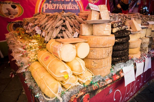 Christmas stands with various food — Stock Photo, Image